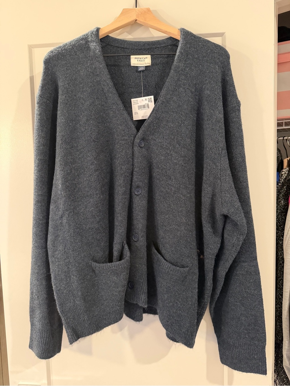American Eagle Outfitters XL Slate Blue V-Neck Button Cardigan